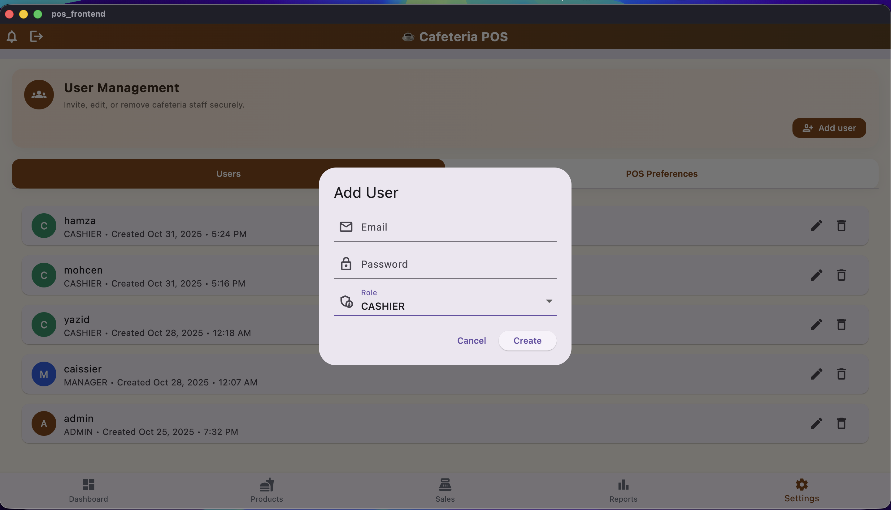 POS System Dashboard